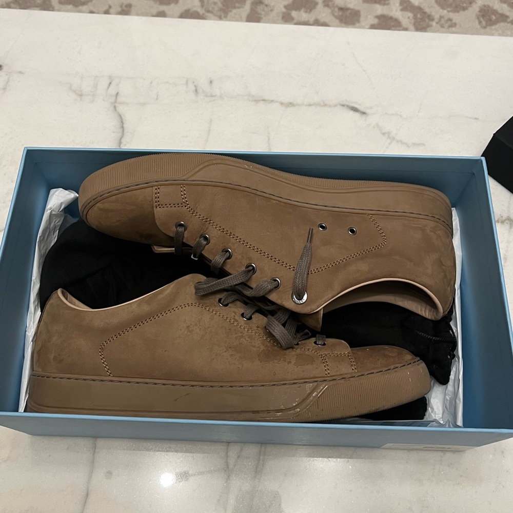 Mens Lanvin sneakers DBB1 lace up in tan colour size 10 - Picture 1 of 7